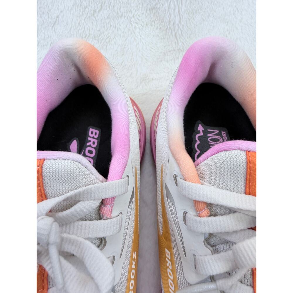 Brooks Adrenaline GTS 23 Womens Running Shoes White Sand Sunset Fuchsia 9 - Picture 9 of 10